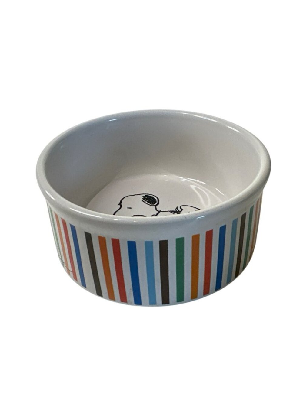 Gibson Snoopy Peanuts Food Bowl Pet Dog Colored Stripes 4.5" Diameter - Picture 5 of 6